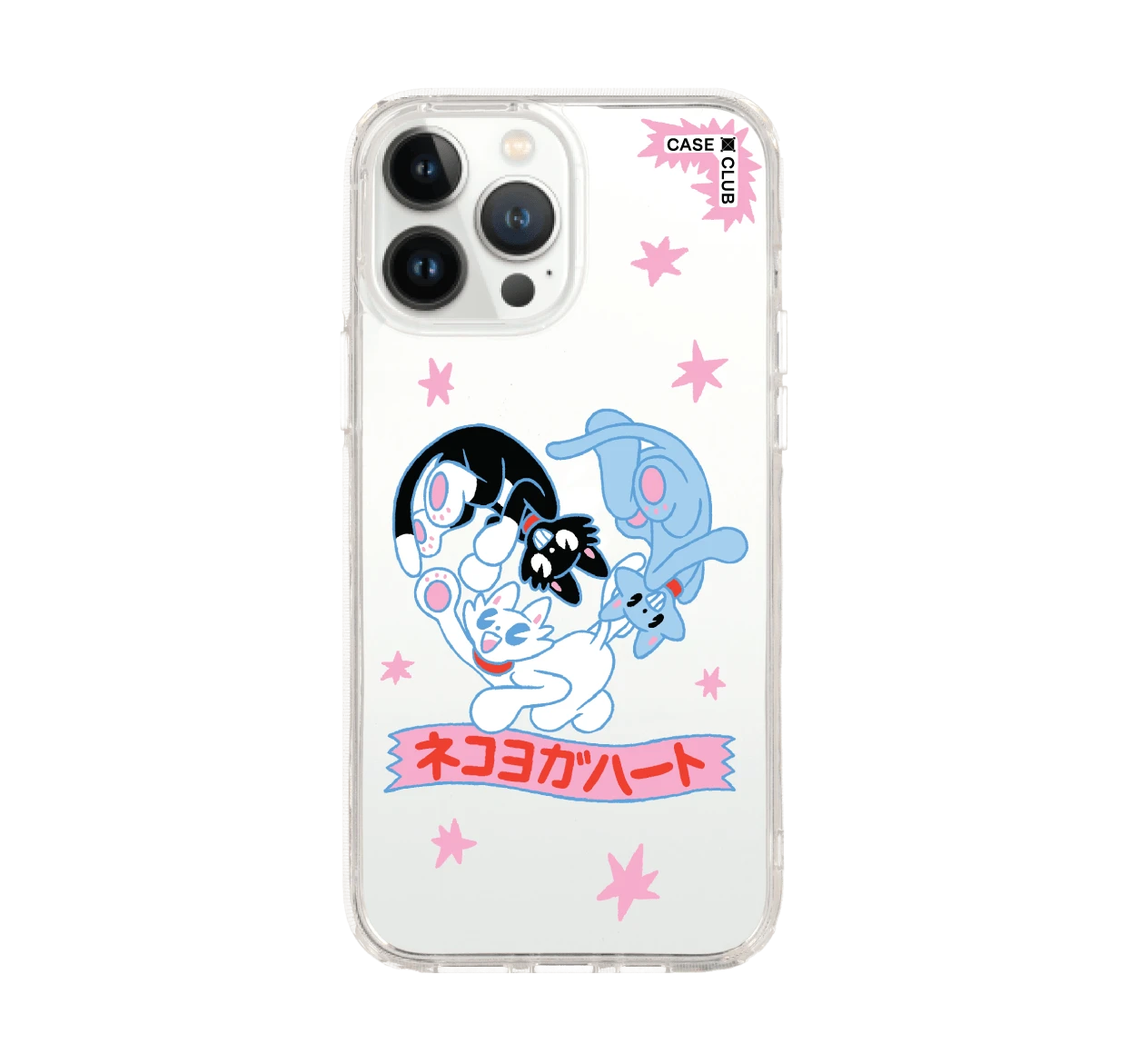 iphone 12/ 13 pro max clear case neko triangle